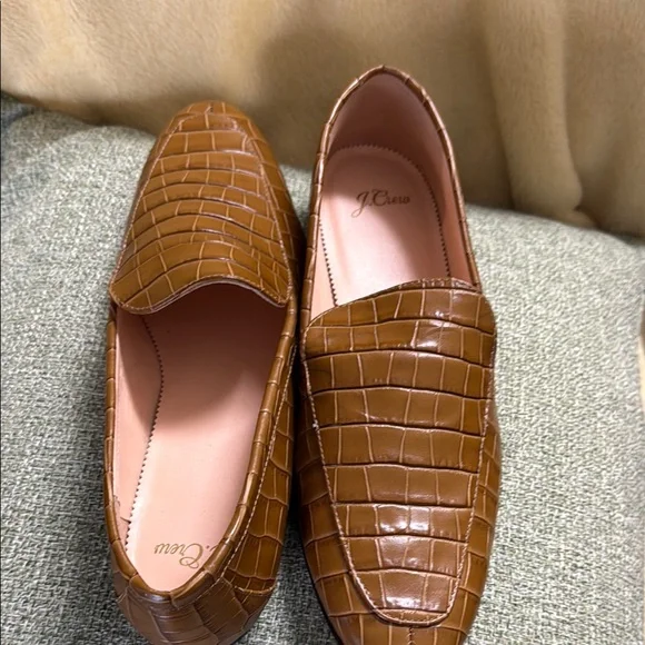 J. Crew size 10 croc embossed Italian leather smoking loafers - Picture 5 of 9